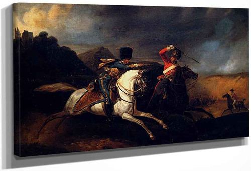 Two Soldiers On Horseback By Horace Vernet