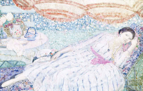 Under The Awning By Frederick Carl Frieseke By Frederick Carl Frieseke