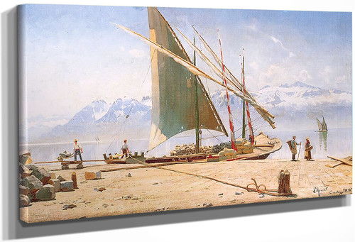 Unloading Stone From A Barge At Ouchy By Peder Mork Monsted
