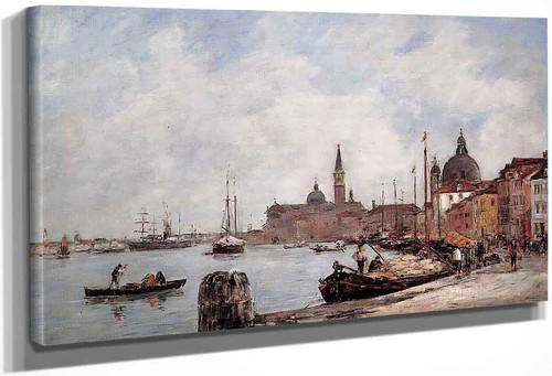 Venice, The Dock Of The Guidecca By Eugene Louis Boudin