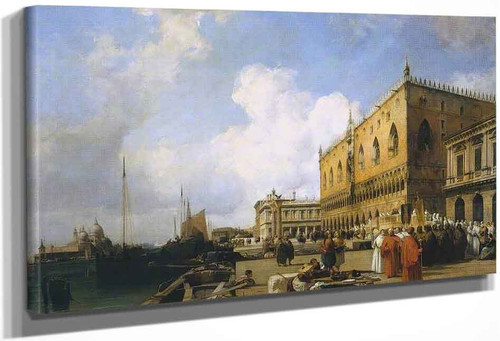 Venice Ducal Palace With A Religious Procession By Richard Parkes Bonington