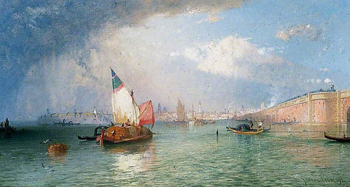 Venice With The Strada Ferrata From The Lagoons By James Baker Pyne