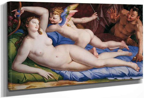 Venus, Cupido And Satyr By Agnolo Bronzino
