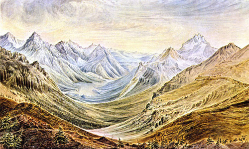 View From Monument At Summit Looking West Along 49Th Parallel. Highest Peak Kintla Range Bears S. 25 W. By James Madison Alden