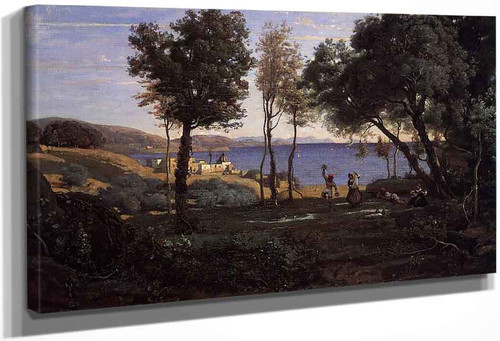 View Near Naples By Jean Baptiste Camille Corot