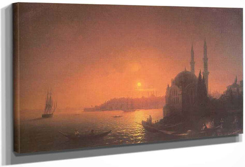 View Of Constantinople By Moonlight. By Ivan Constantinovich Aivazovsky By Ivan Constantinovich Aivazovsky