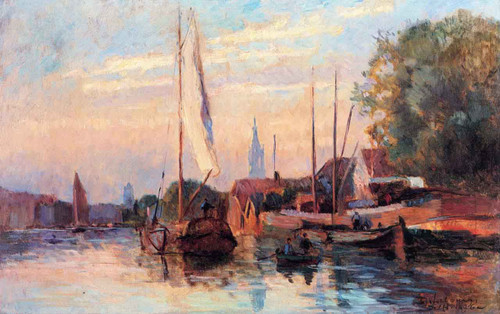View Of Delft, Sunset By Albert Lebourg By Albert Lebourg