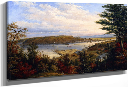 View Of Quebec From The Grand Trunk Railway Station At Pointe Levis By Cornelius Krieghoff By Cornelius Krieghoff