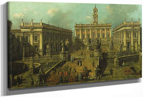 View Of Rome The Piazza Del Campidoglio And The Cordonata By Canaletto By Canaletto