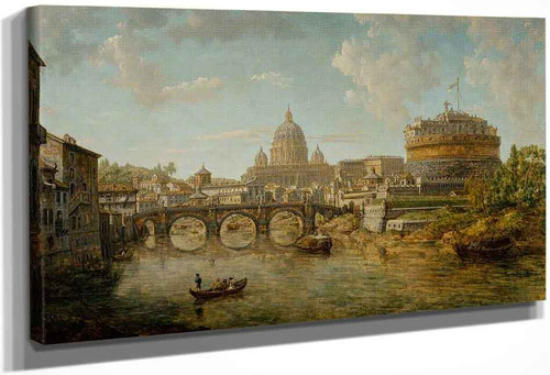 View Of St Peter's With Castel Sant' Angelo, Rome By William Marlow