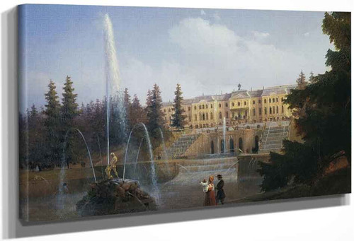 View Of The Big Cascade In Petergof And The Great Palace Of Petergof By Ivan Constantinovich Aivazovsky