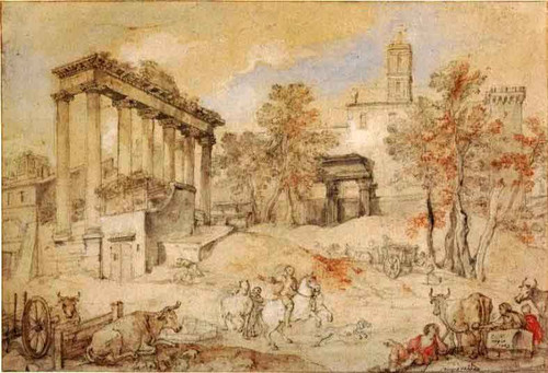 View Of The Forum, Rome By Charles Joseph Natoire By Charles Joseph Natoire