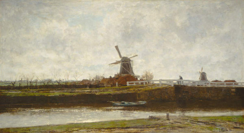 View Of The Mill And Bridge At The Noordwest Buitensingel In The Hague By Jacob Henricus Maris