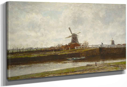 View Of The Mill And Bridge At The Noordwest Buitensingel In The Hague By Jacob Henricus Maris