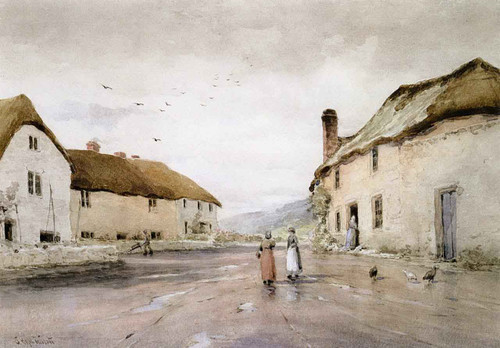 Village In Devon, England By Samuel P R Triscott American 1846 1925