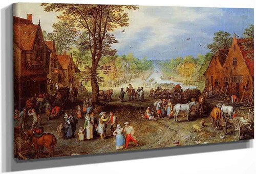 Village Street With Canal By Jan Brueghel The Elder