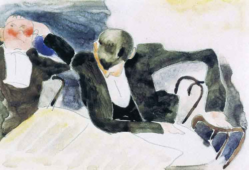 Waiters At The Brevoort By Charles Demuth By Charles Demuth