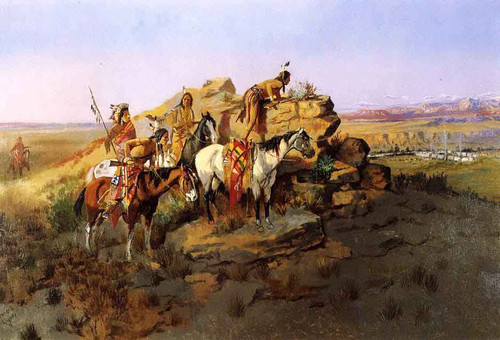 Watching The Settlers By Charles Marion Russell