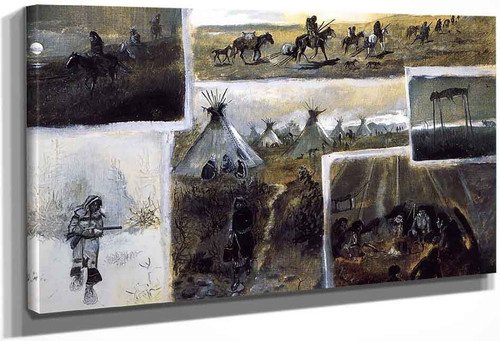 Western Montage By Charles Marion Russell