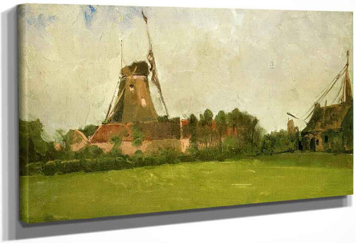 Windmill In The Dutch Countryside By John Twachtman