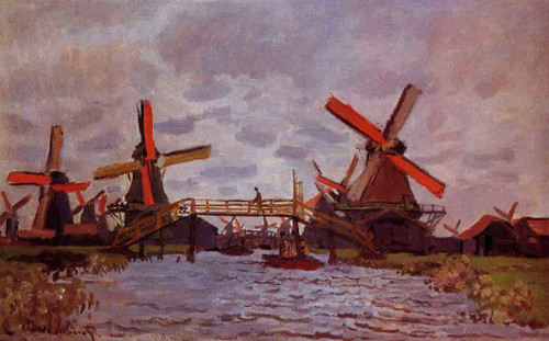 Windmills Near Zaandam By Claude Oscar Monet