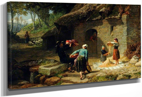 Winnowing Corn In Brittany, France By Frederick Goodall