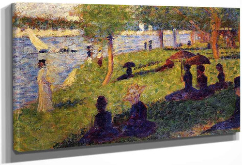 Woman Fishing And Seated Figures By Georges Seurat