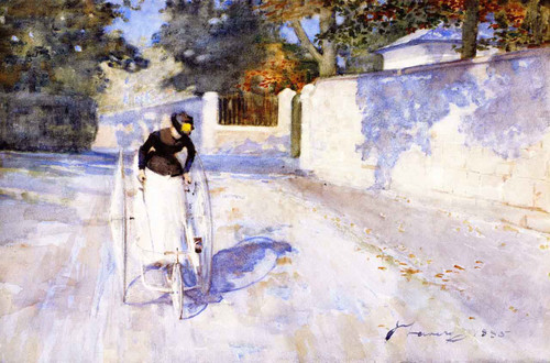 Woman On A Safty Tricycle By Constantin Alexeevich Korovin