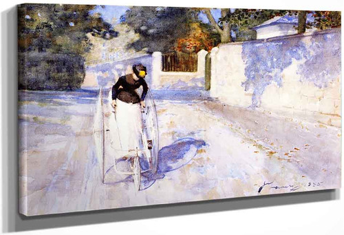 Woman On A Safty Tricycle By Constantin Alexeevich Korovin