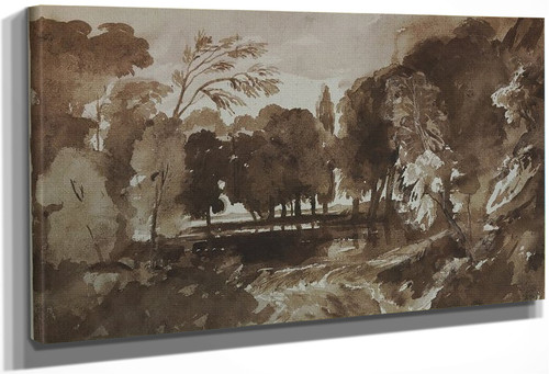 Woodland Landscape With River By Francis Danby