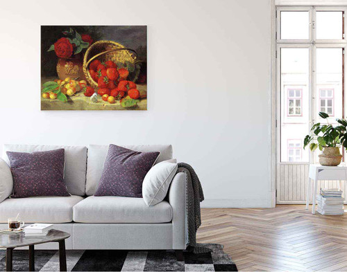 A Basket Of Strawberries, Cherries, A Butterfly And Red Roses In A Vase On A Stone Ledge By Eloise Harriet Stannard A Basket Of Strawberries, Cherries, A Butterfly And Red Roses In A Vase On A Stone Ledge By Eloise Harriet Stannard