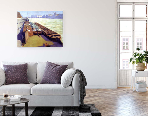 Barges, Banks Of The Seine By Felix Vallotton Barges, Banks Of The Seine By Felix Vallotton