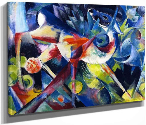 Deer In A Flower Garden By Franz Marc By Franz Marc