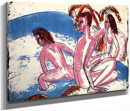 Drei Badende An Steinen By Ernst Ludwig Kirchner By Ernst Ludwig Kirchner