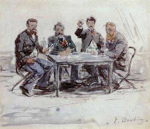 Drinkers On The Farm At Saint Simeon By Eugene Louis Boudin By Eugene Louis Boudin