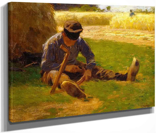 Dutch Boy Sharpening Scythe By Edward Potthast By Edward Potthast