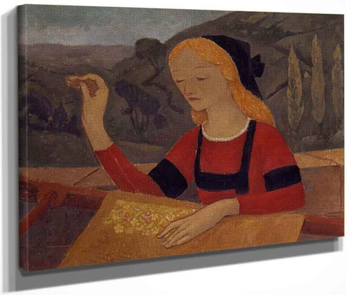 Embroiderer In A Landscape Of Chateauneuf By Paul Serusier