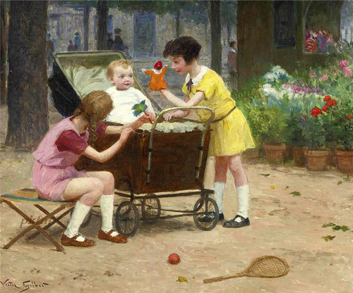 Entertaining Baby By Victor Gabriel Gilbert By Victor Gabriel Gilbert Entertaining Baby By Victor Gabriel Gilbert By Victor Gabriel Gilbert