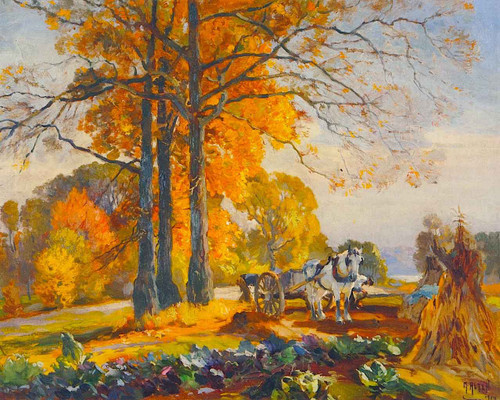 Farmers With Horse Cart By Mathias J. Alten By Mathias J. Alten