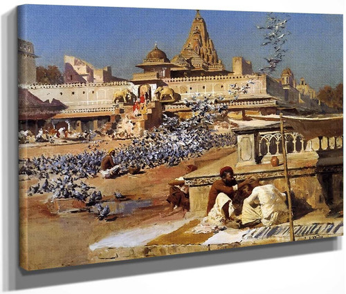 Feeding The Sacred Pigeons, Jaipur By Edwin Lord Weeks