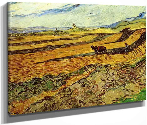 Field And Ploughman And Mill By Vincent Van Gogh