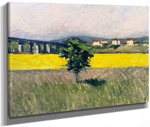 Field And Pont D'argenteuil By Gustave Caillebotte By Gustave Caillebotte