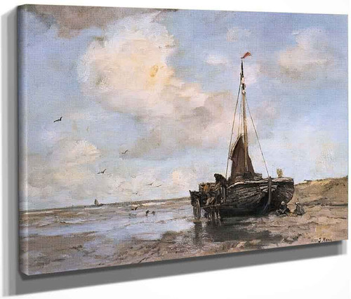 Fishing Boat On The Beach By Jacob Henricus Maris