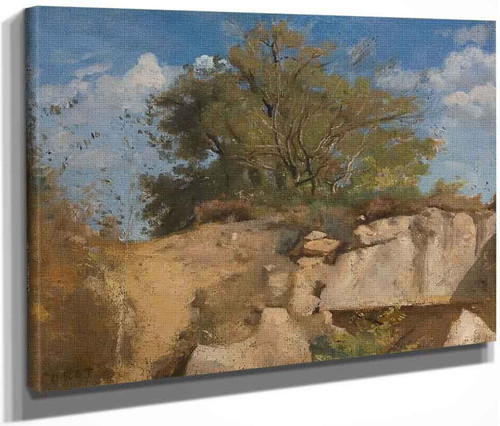 Fontainebleau, Top Of A Wooded Quarry By Jean Baptiste Camille Corot By Jean Baptiste Camille Corot