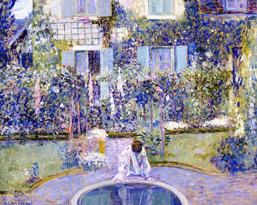 Garden Mirror By Frederick Carl Frieseke By Frederick Carl Frieseke