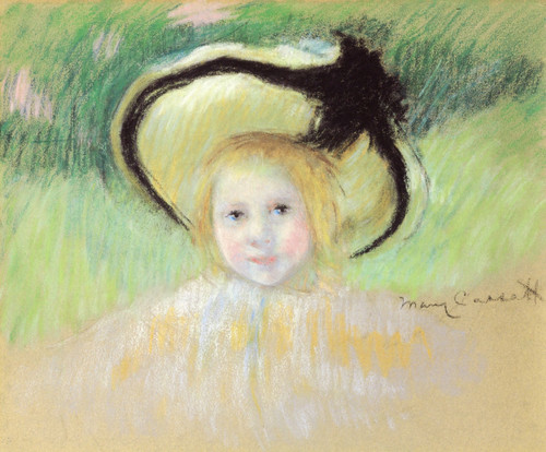 Girl In A Hat With A Black Ribbon By Mary Cassatt By Mary Cassatt