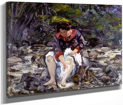 Girl In The Brook  By Lovis Corinth By Lovis Corinth