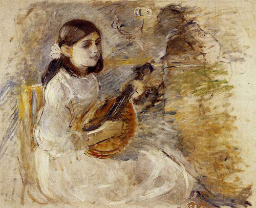 Girl Playing The Mandolin By Berthe Morisot