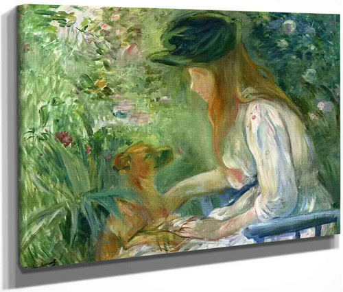 Girl With Dog1 By Berthe Morisot