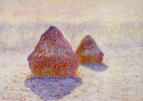 Grainstacks, White Frost Effect By Monet By Claude Oscar Monet